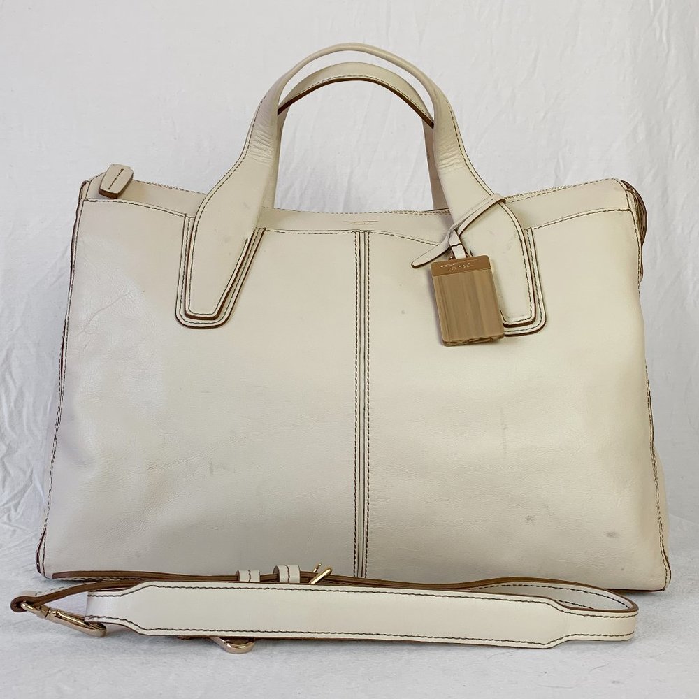 Tumi Off White Leather Tote
